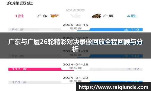 广东与广厦26轮精彩对决录像回放全程回顾与分析